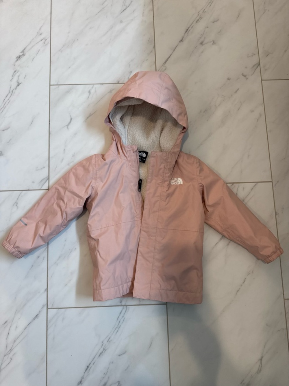 The North Face Light Pink Fleece Lined  Rain Jacket